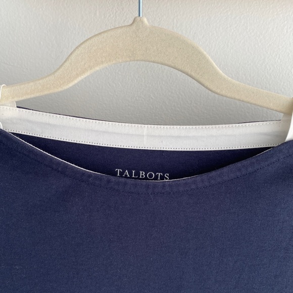 Classic navy Talbots Tshirt. Size petite small. All cotton. Boatneck style. - Picture 4 of 14